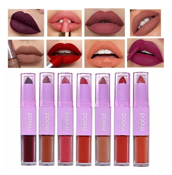 labial liquido + labial en barra 2 en 1 Duo Mood Ruby Rose