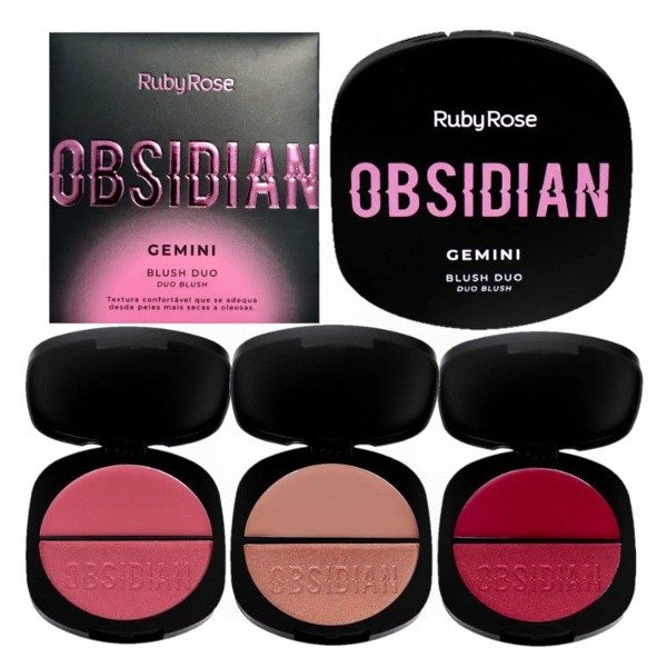 paletas de rubores en crema + rubores en polvo Obsidian Gemini Ruby Rose 
