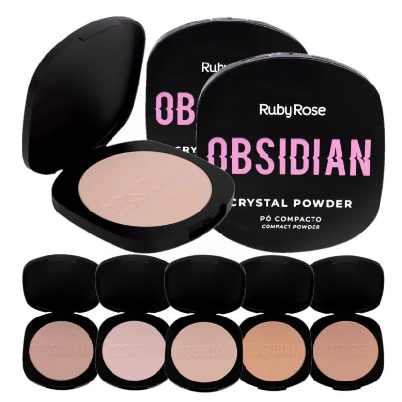 polvos compactos Crystal Powder Obsidian Ruby Rose