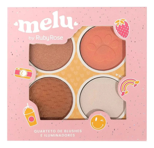 paletas de rubores e iluminadores Melu by Ruby Rose 