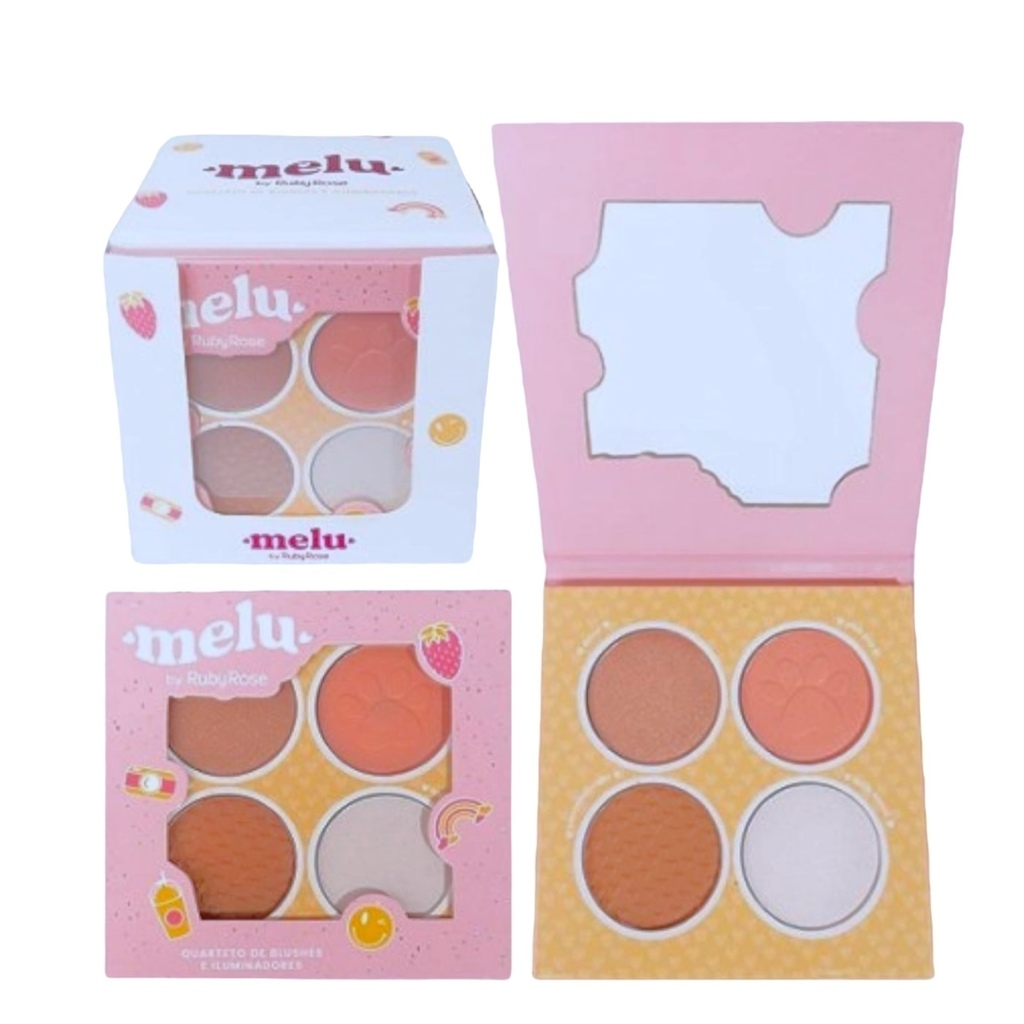 paletas de rubores e iluminadores Melu by Ruby Rose 