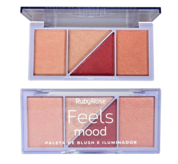 paletas de rubores e iluminadores Feels Ruby Rose