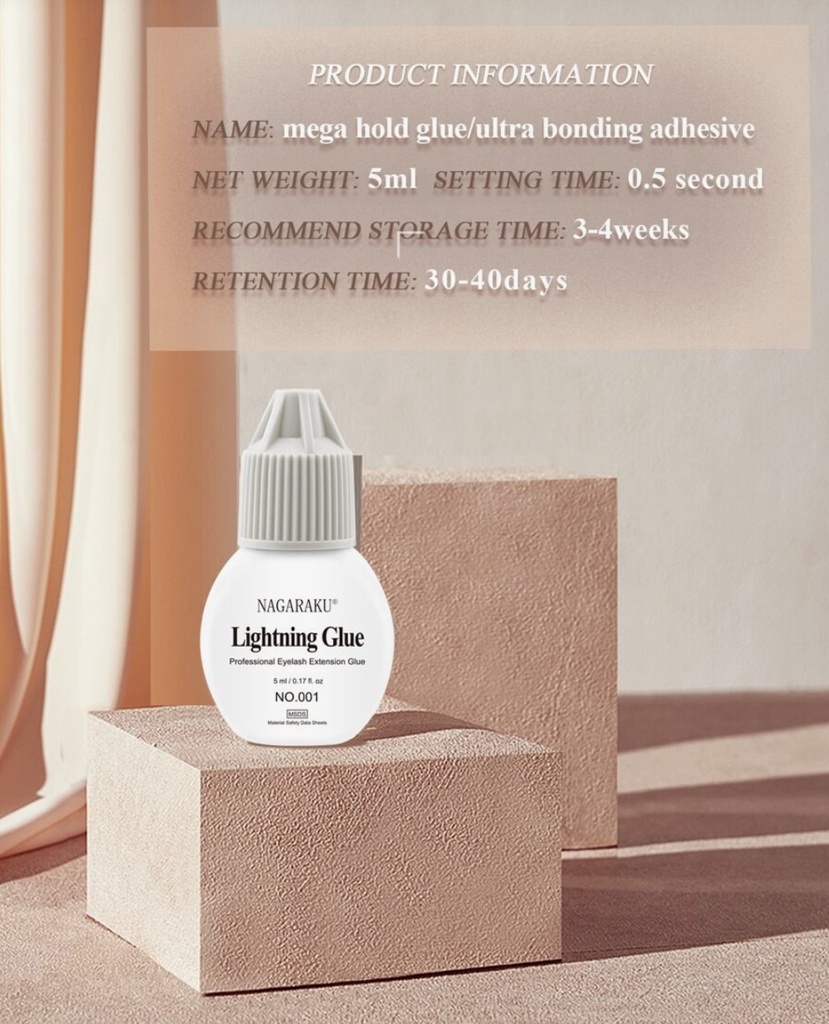 Adhesivos pegamentos de extensiones  Pestañas Nagaraku Premium Lightning Glue