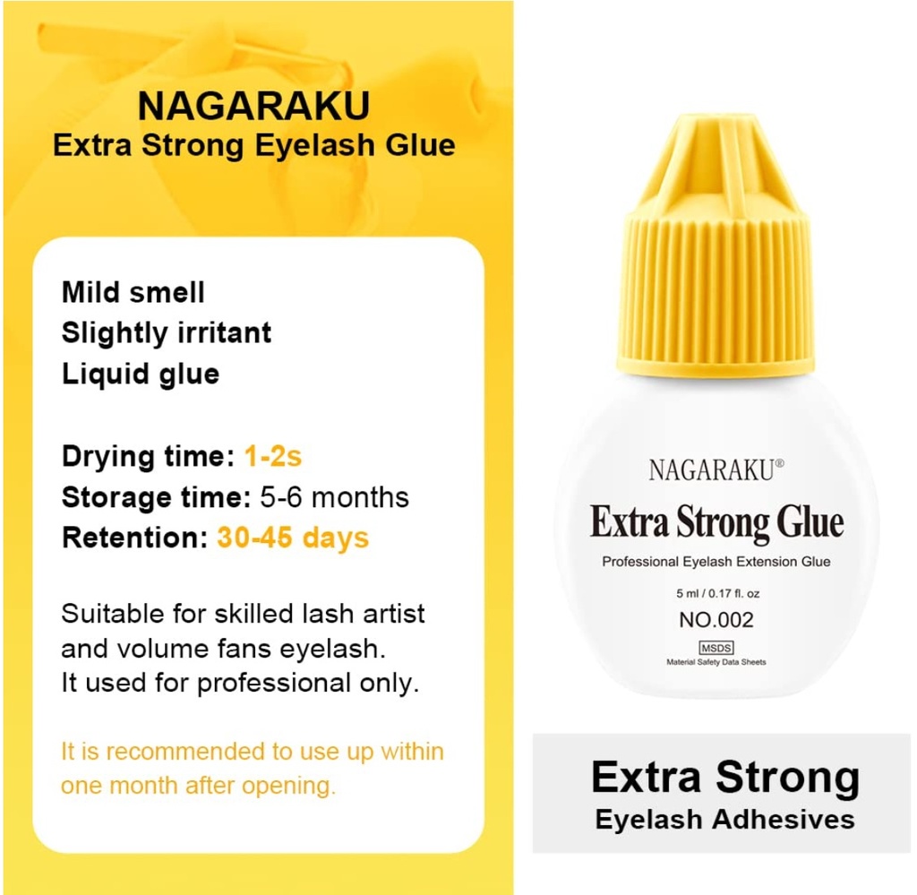 Adhesivo para pestañas 5ml Super Strong Glue super fuerte (4-6s) Original Nagaraku 