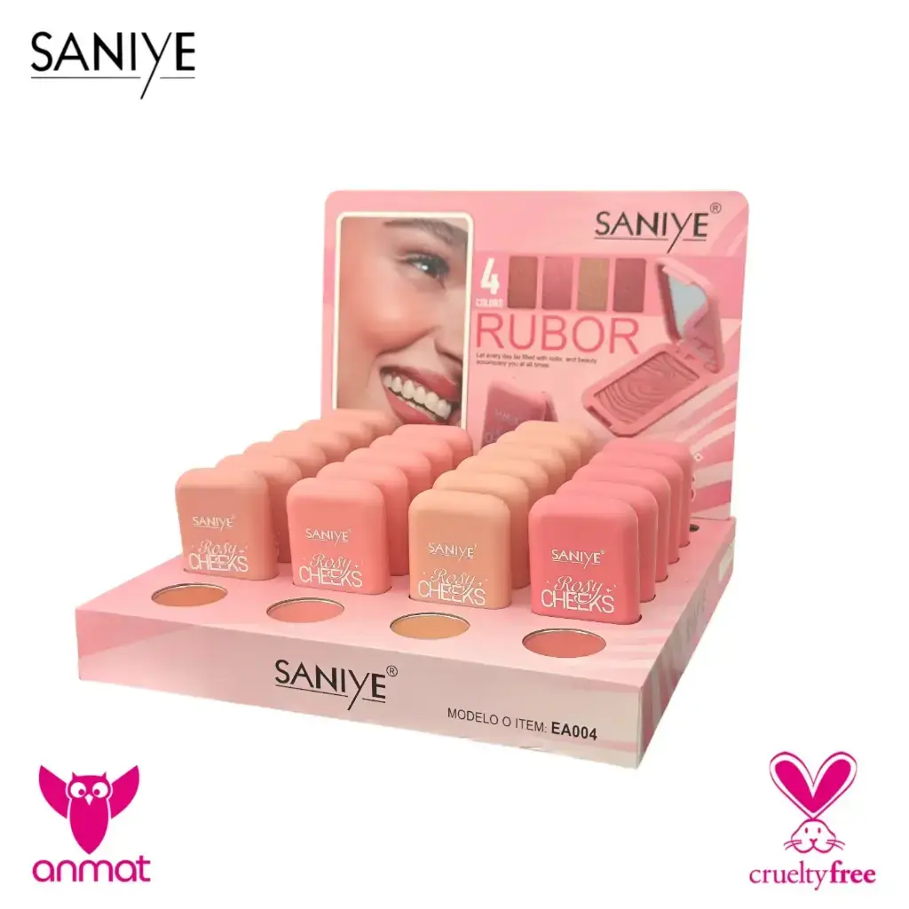 [SSY-EA004-C] rubores en polvo con espejo Rosy Cheeks SANIYE  (Caja X24).webp