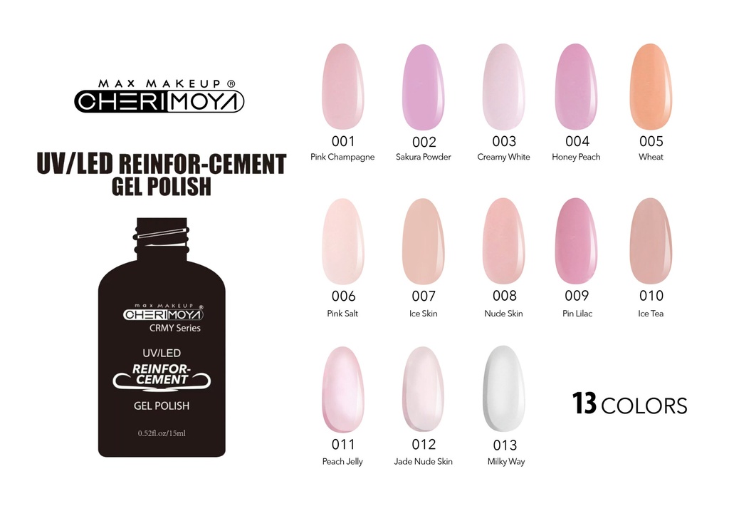(CH077) GEL POLISH REINFORCEMENT UV/LED CRMY 15ML CHERIMOYA ___ Pack X6