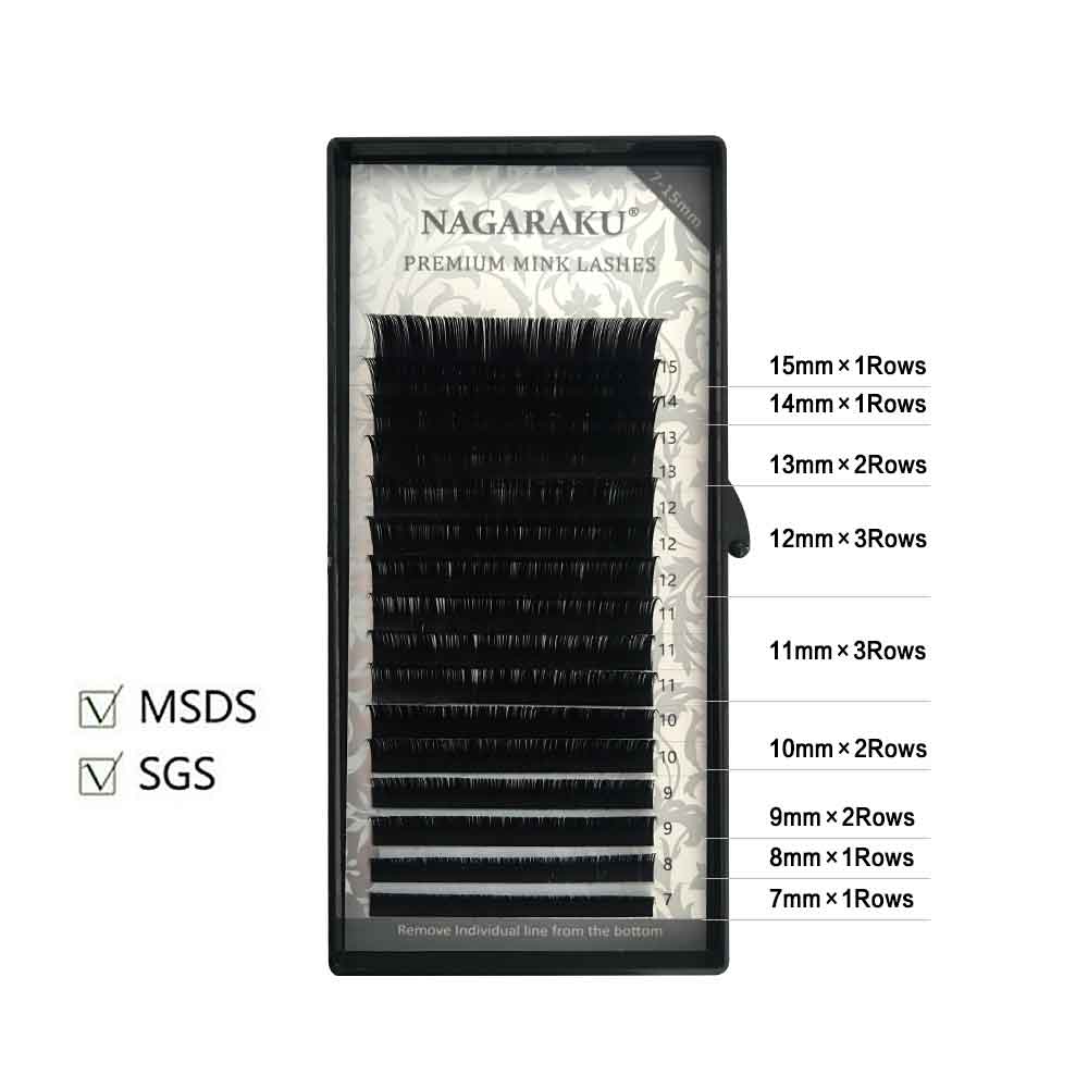 (SPNK002) EXTENSIONES PESTAÑAS NAGARAKU 7-15MIX ___ pack X3