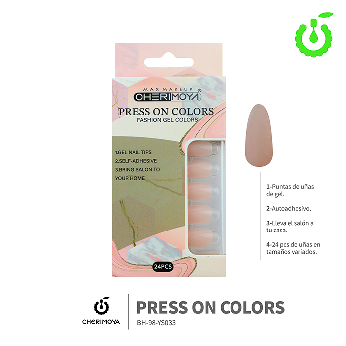 (BH001204) set X24 pcs press on uñas Cherimoya ___ PACK X12