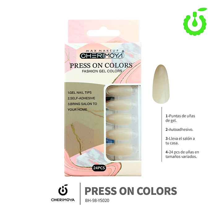 (BH001204) set X24 pcs press on uñas Cherimoya ___ PACK X12