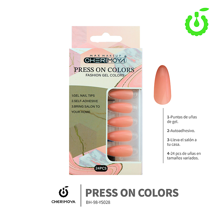 (BH001204) set X24 pcs press on uñas Cherimoya ___ PACK X12