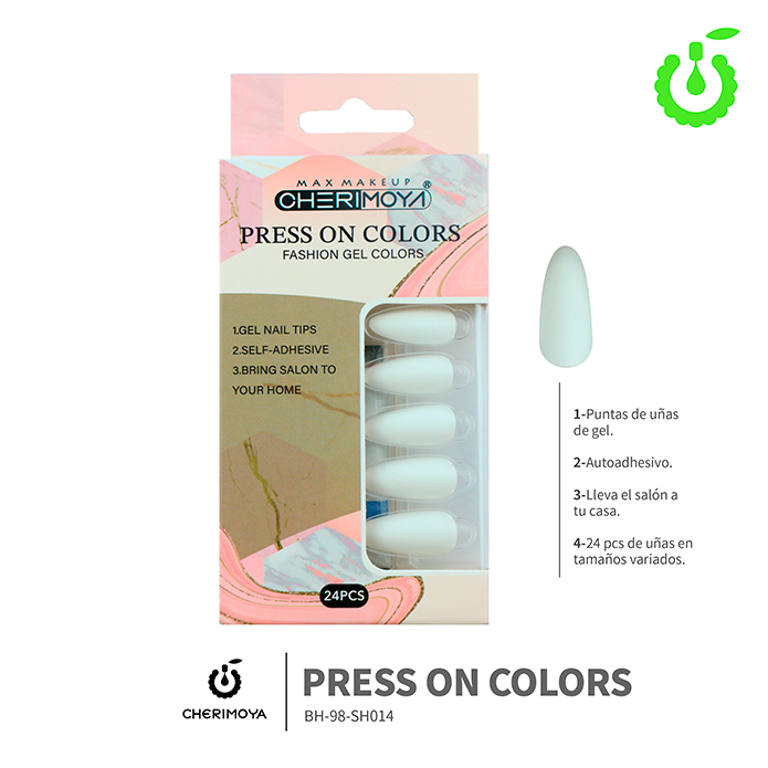(BH001204) set X24 pcs press on uñas Cherimoya ___ PACK X12
