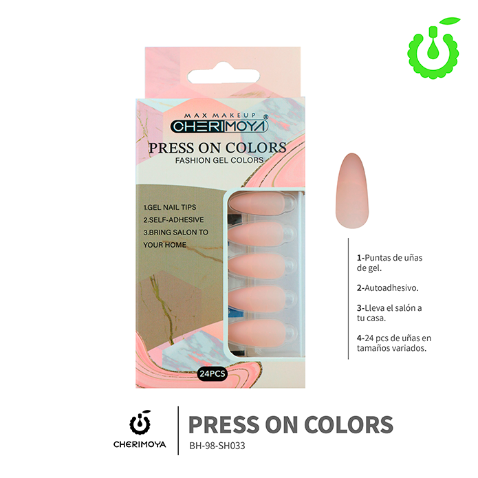 (BH001204) set X24 pcs press on uñas Cherimoya ___ PACK X12