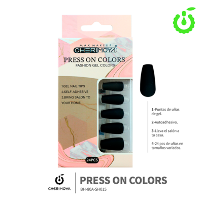 (BH-80A-SH) set X24 press on uñas coffin Cherimoya ___ PACK X12
