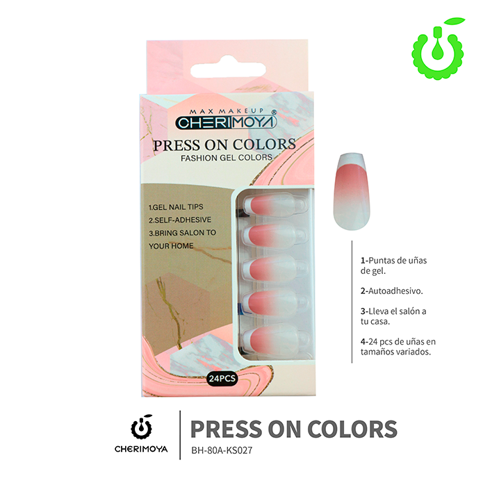 (BH-80A-KS) set X24 press on uñas coffin Cherimoya ___ PACK X12