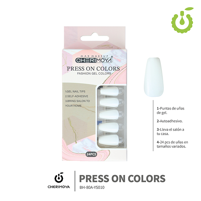 (BH-80A-YS) set X24 press on coffin brillo Cherimoya ___ PACK X12