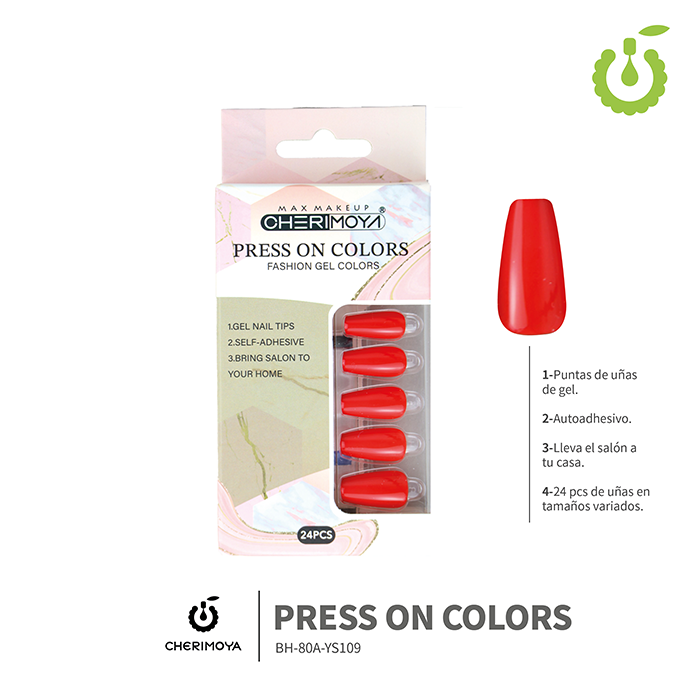 (BH-80A-YS) set X24 press on coffin brillo Cherimoya ___ PACK X12