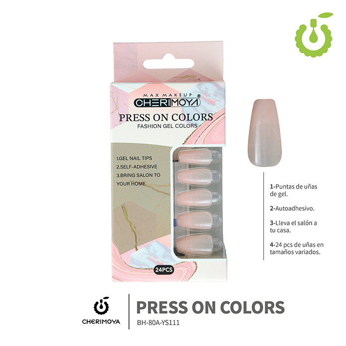 (BH-80A-YS) set X24 press on coffin brillo Cherimoya ___ PACK X12