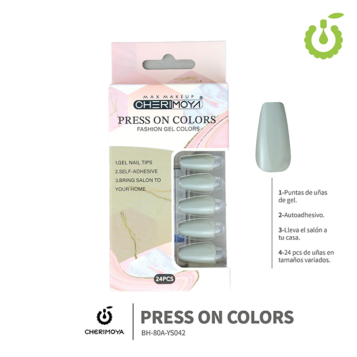 (BH-80A-YS) set X24 press on coffin brillo Cherimoya ___ PACK X12