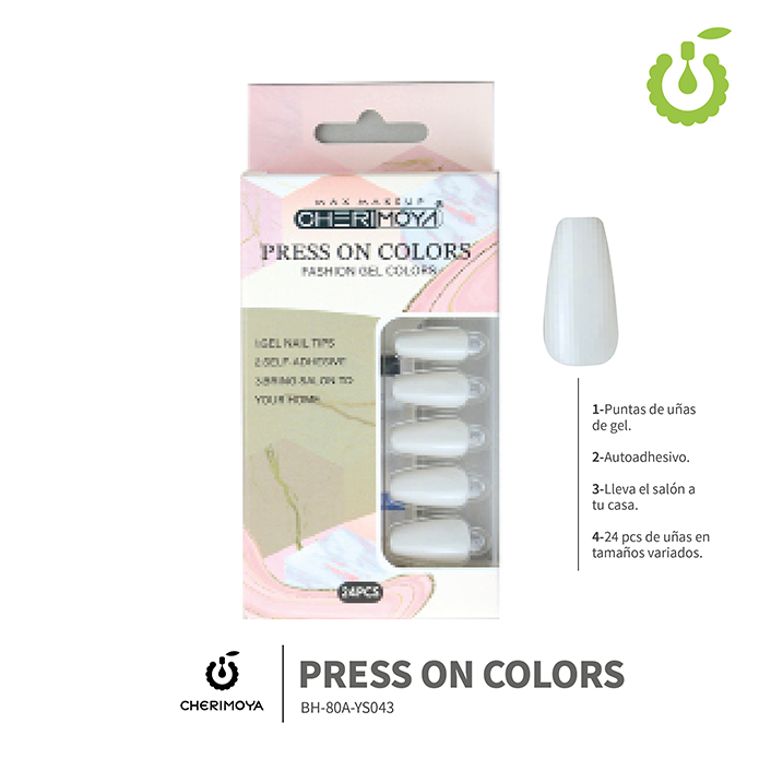 (BH-80A-YS) set X24 press on coffin brillo Cherimoya ___ PACK X12