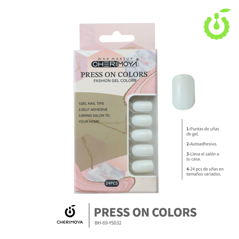 (BH-69-YS) set X24 press on cuadrado uñas autoadhesivas ___ PACK X12