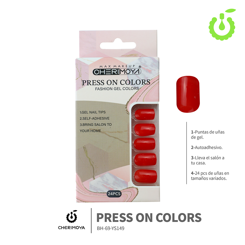 (BH-69-YS) set X24 press on cuadrado uñas autoadhesivas ___ PACK X12