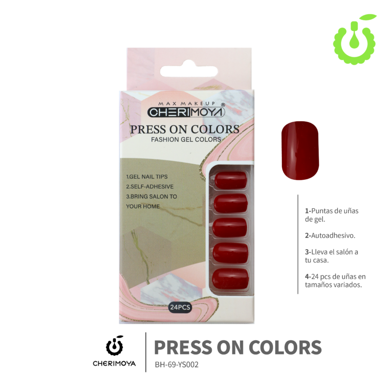 (BH-69-YS) set X24 press on cuadrado uñas autoadhesivas ___ PACK X12