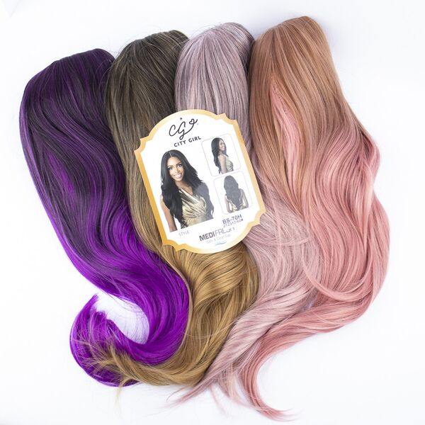 Pelucas Violeta Y Rosa Lacio Con Ondas En Las Puntas- City Girl