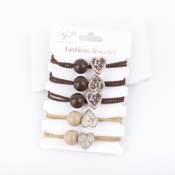 Colitas Para Cabello Marron Con Corazones x5 Unidades- City Girl
