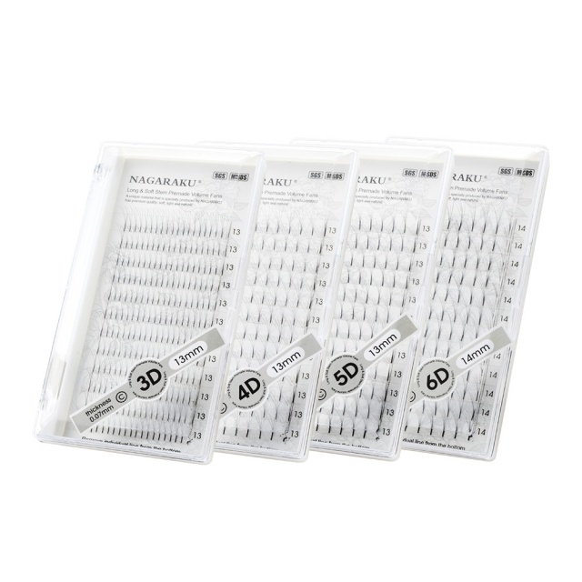 (SPNK12-5D) extensiones pestañas Nagaraku D mix abanico 5D ___ PACK X2