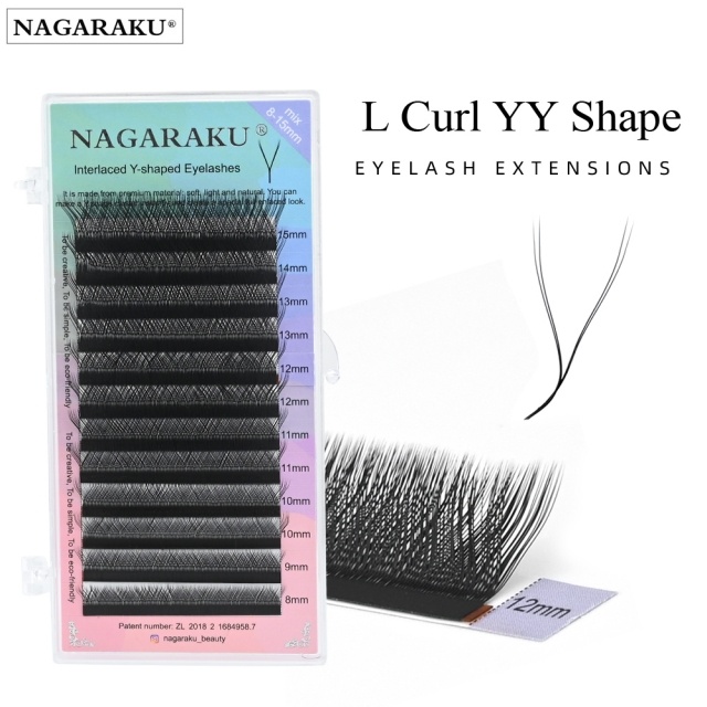 (SNK13) extensiones pestañas Nagaraku D tecnologicas "YY" volumen mix 8-12mm ___ PACK X2