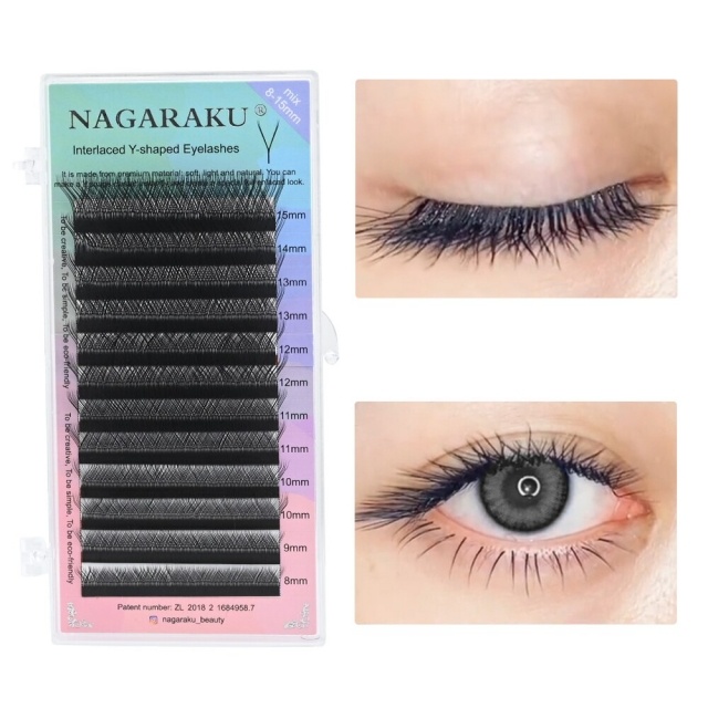 (SNK13) extensiones pestañas Nagaraku D tecnologicas "YY" volumen mix 8-12mm ___ PACK X2