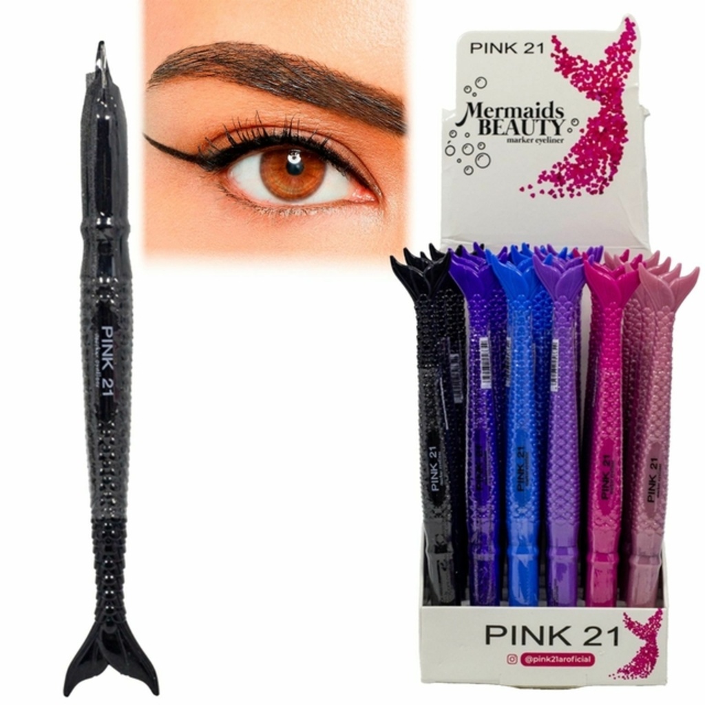 (SMCS3499) delineador de ojos fibra forma sirena ___ PACK X3