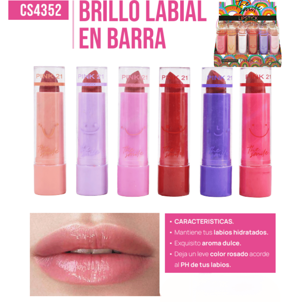 brillo labial lip gloss en barra The Smile Pink 21