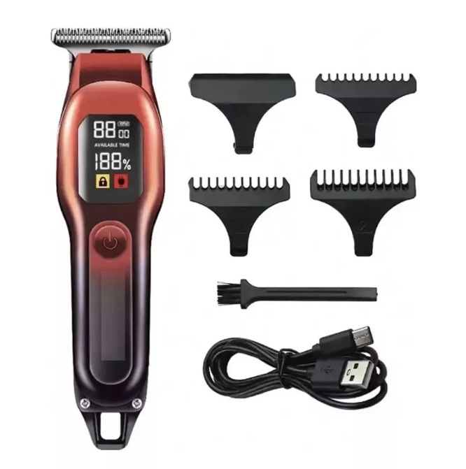 Maquina De Cortar Pelo OM Profesional Display Inalámbrica Barberia 