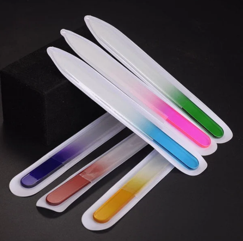 Limas obelisco para uñas de vidrio cristal ___ PACK X4