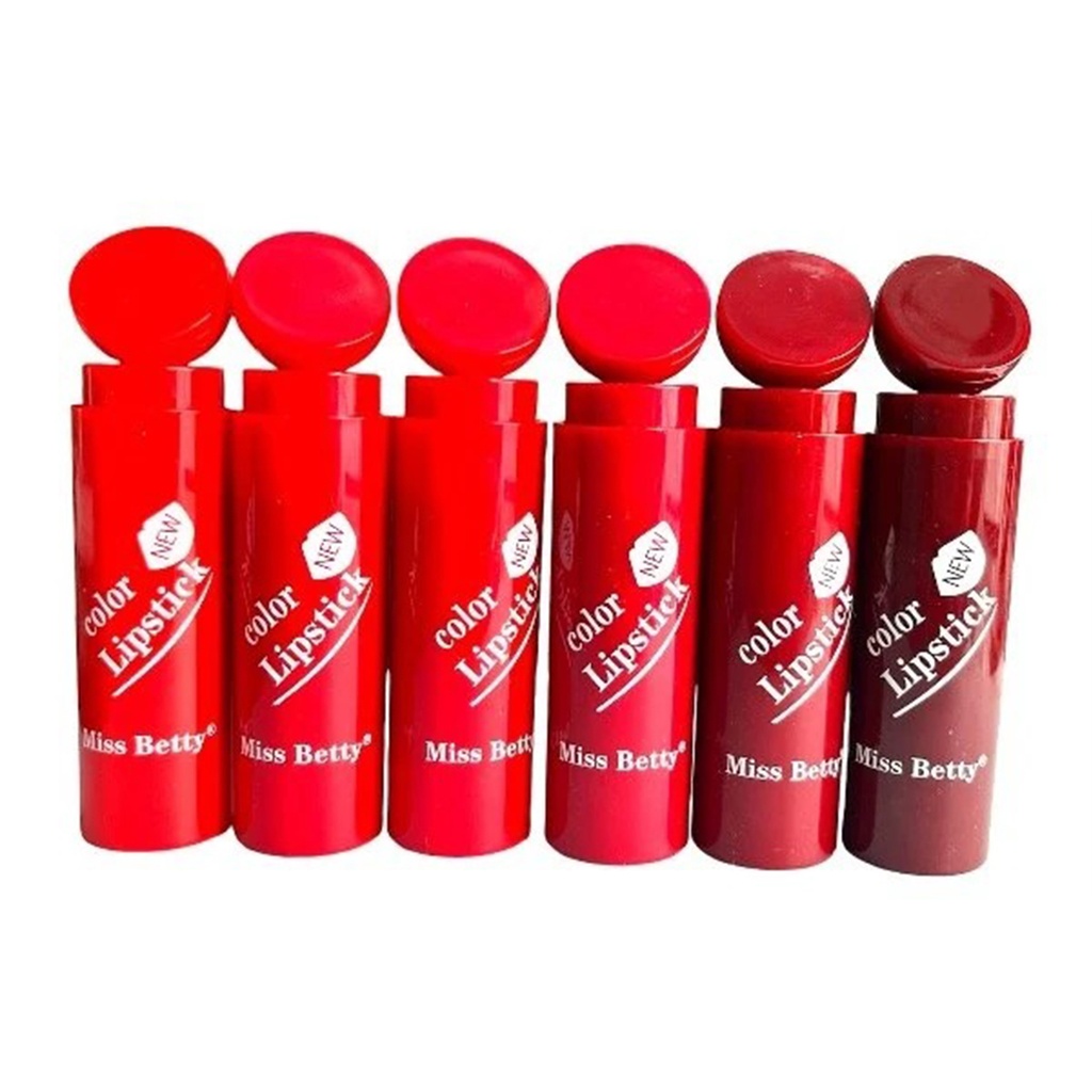 lip stick labiales en barra tapa circulo Miss Betty ___ PACK X3