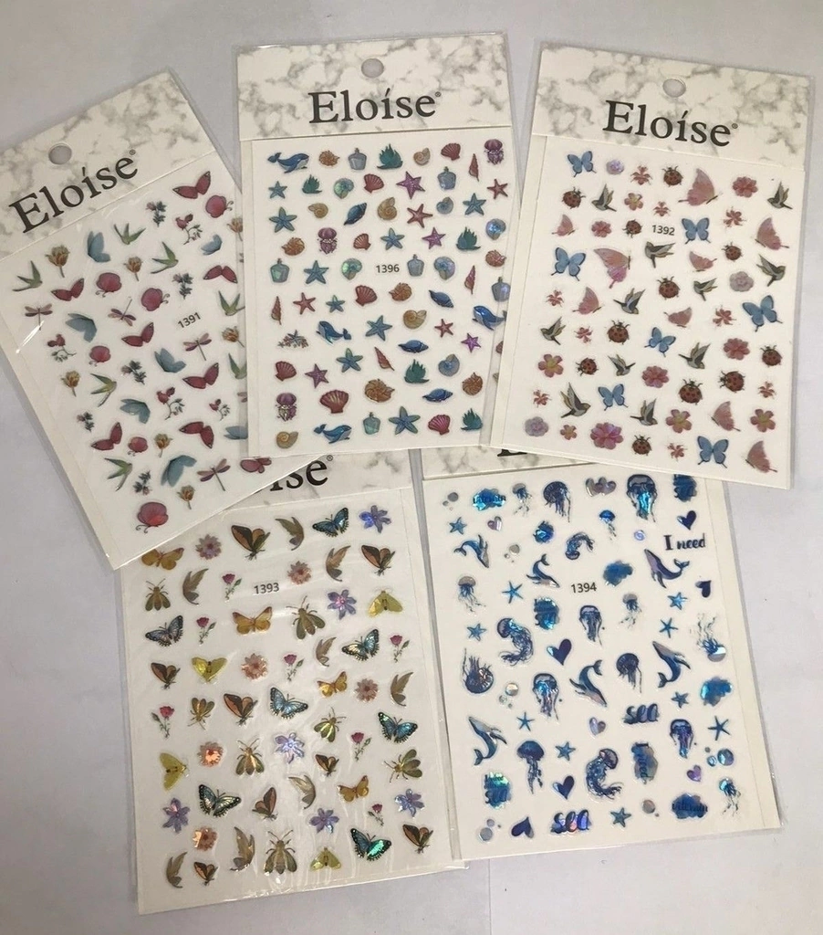 planchas de stickers mariposa y marino para uñas ___ PACK X10
