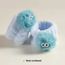 bandas elásticas microfibra muñequeras de peluche felpa toalla con pompón ojitos Eloise ___ PACK X6