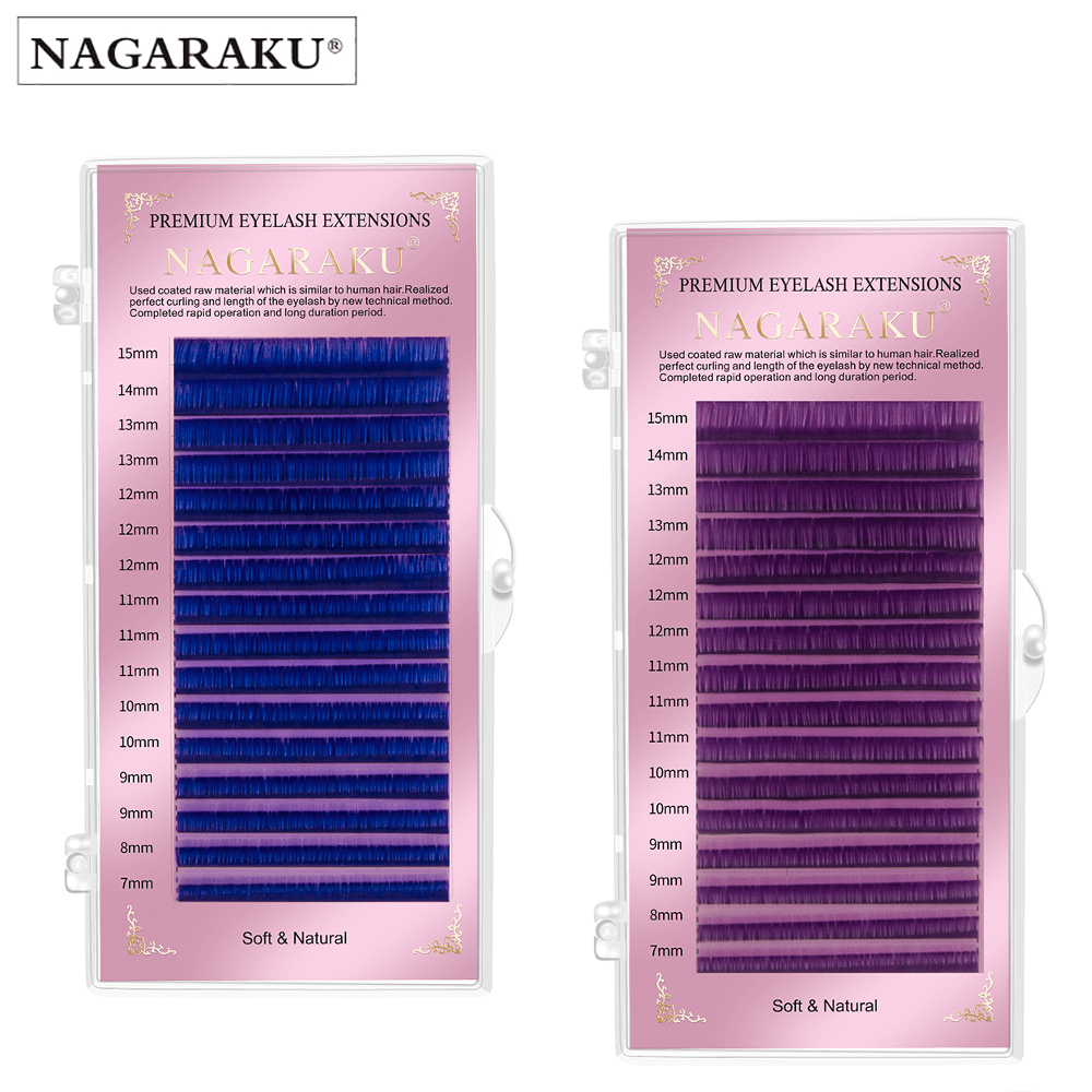 [SNK-017A] extensiones de/para pestañas Nagaraku 0.07D pelo por pelo clasicas color mix 7-15mm (violeta)