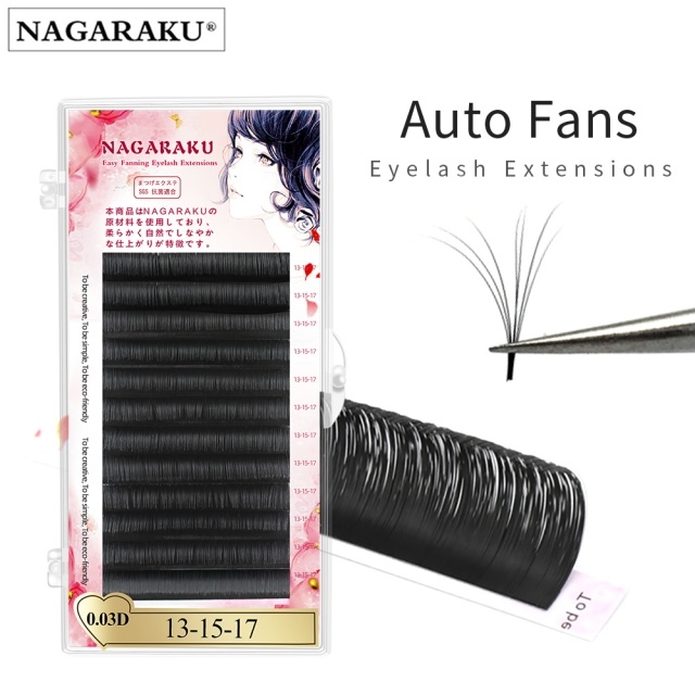 Extensiones de/para pestañas Nagaraku Bloom tecnologicas  abanico mega volumen ruso (Mix 12-14-16mm)