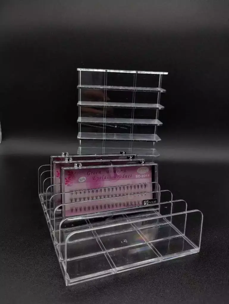 exhibidor organizador de acrilico para maquillajes accesorios con separadores grande