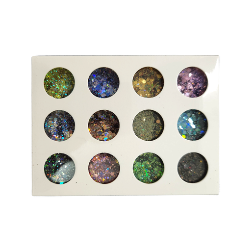 [SGL017] decoración para/de uñas caja 12 divisiones brillitos glitter para uñas calidad profesional (Unidad)