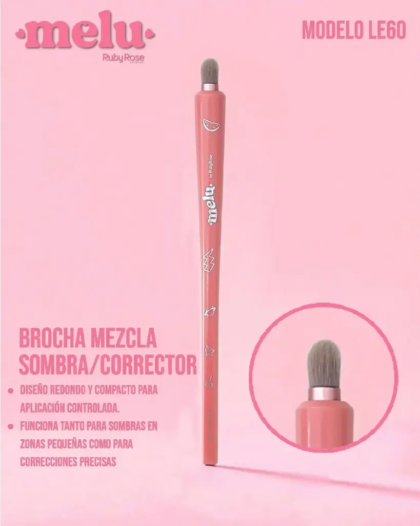 [SRR-LE60] brochas pinceles profesional premium de maquillaje Melu by RUBY ROSE para corrector (Unidad)