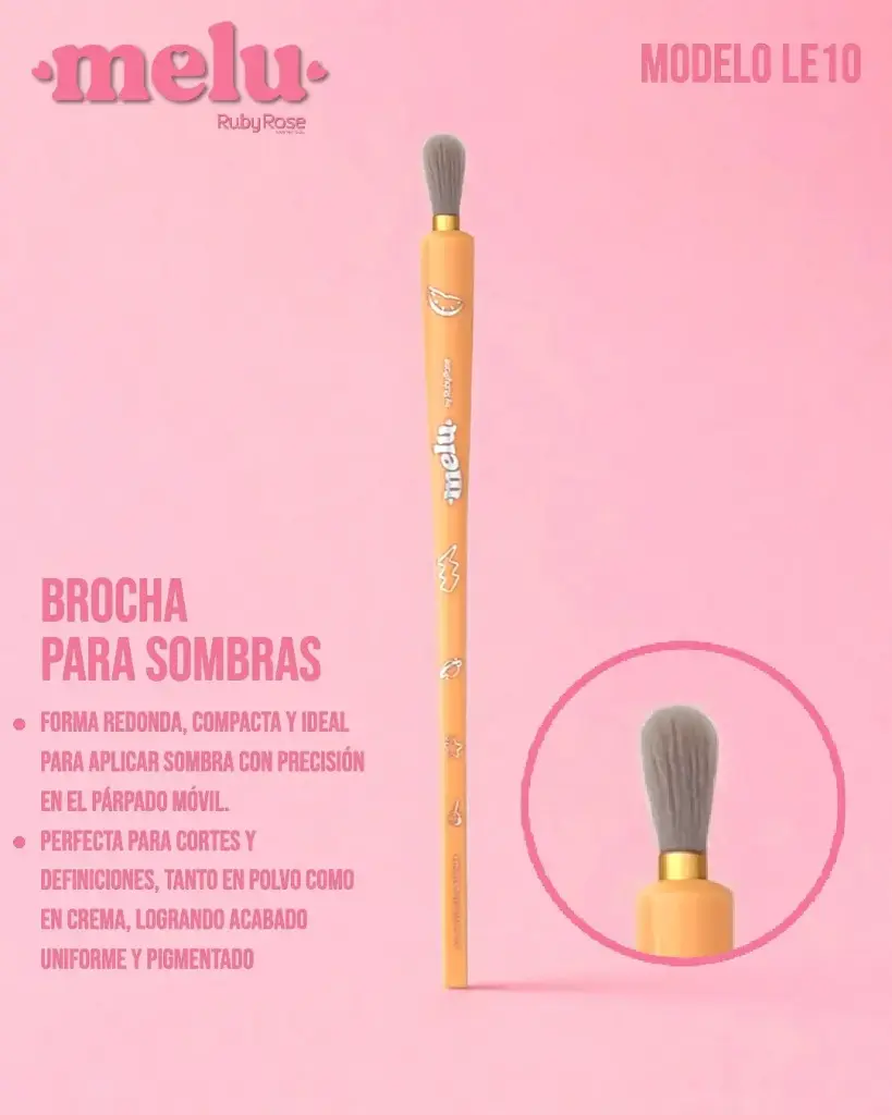 [SRR-LE10] brochas pinceles profesional premium de maquillaje Melu by RUBY ROSE para difuminar (fina) (Unidad)