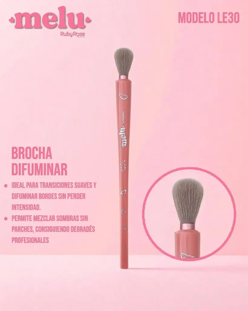 [SRR-LE30] brochas pinceles profesional premium de maquillaje Melu by RUBY ROSE para difuminar (gruesa) (Unidad)