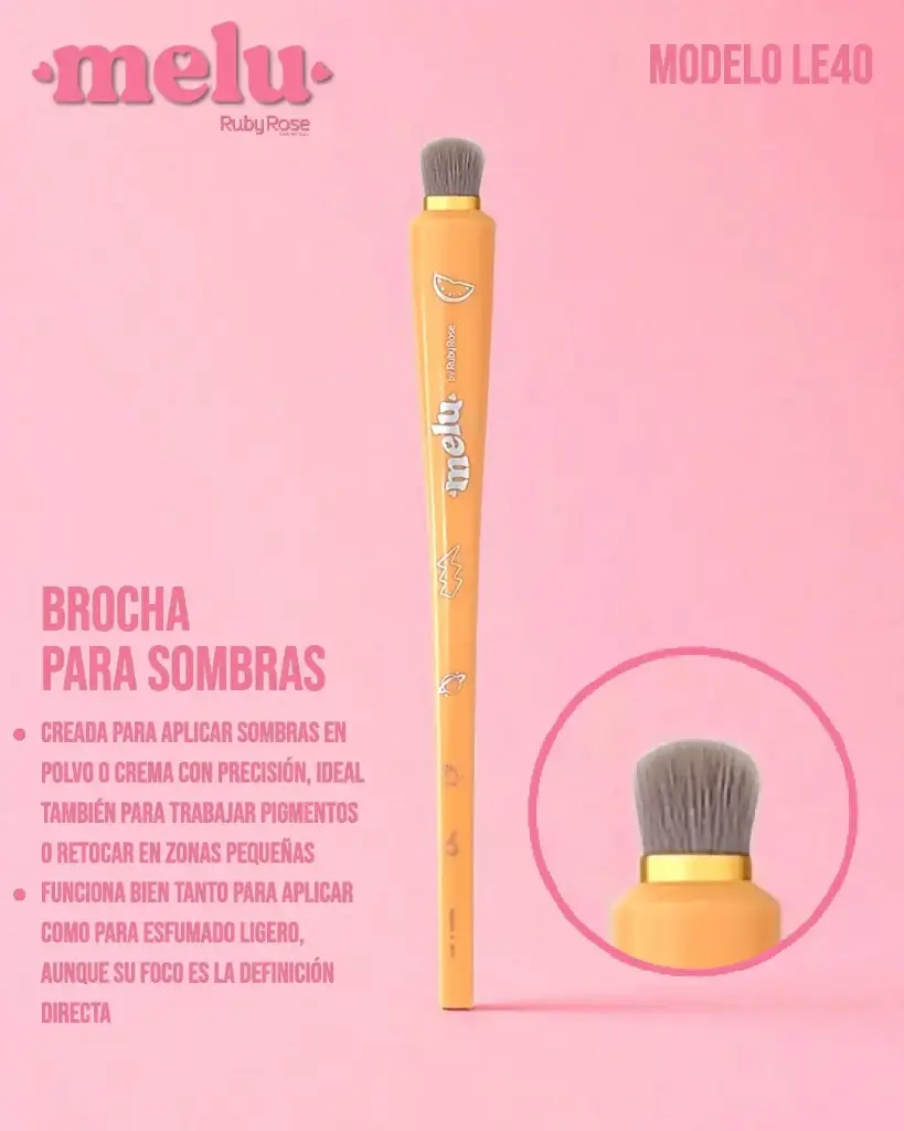 [SRR-LE40] brochas de maquillaje Melu by RUBY ROSE para Sombras (Unidad)