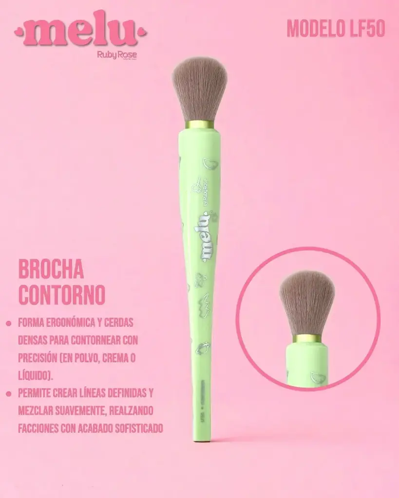 [SRR-LF50] brochas pinceles profesional premium de maquillaje  Melu by RUBY ROSE__ para contornos (Unidad)
