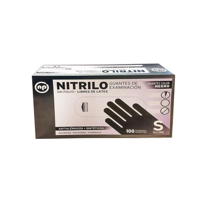 Caja x100 guantes negros nitrilo