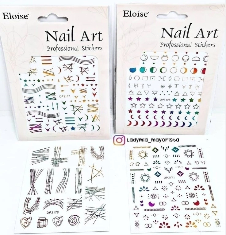 plancha de stickers tornasolados para decoración uñas ___ PACK X25