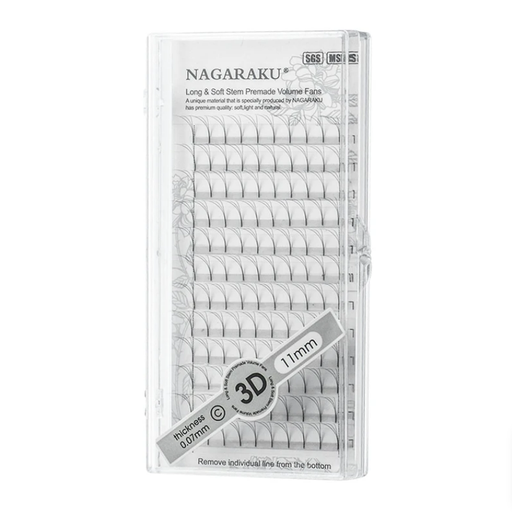 extensiones de/para pestañas Nagaraku 0.07D mix abanico prearmado 3D (11mm, Unidad)